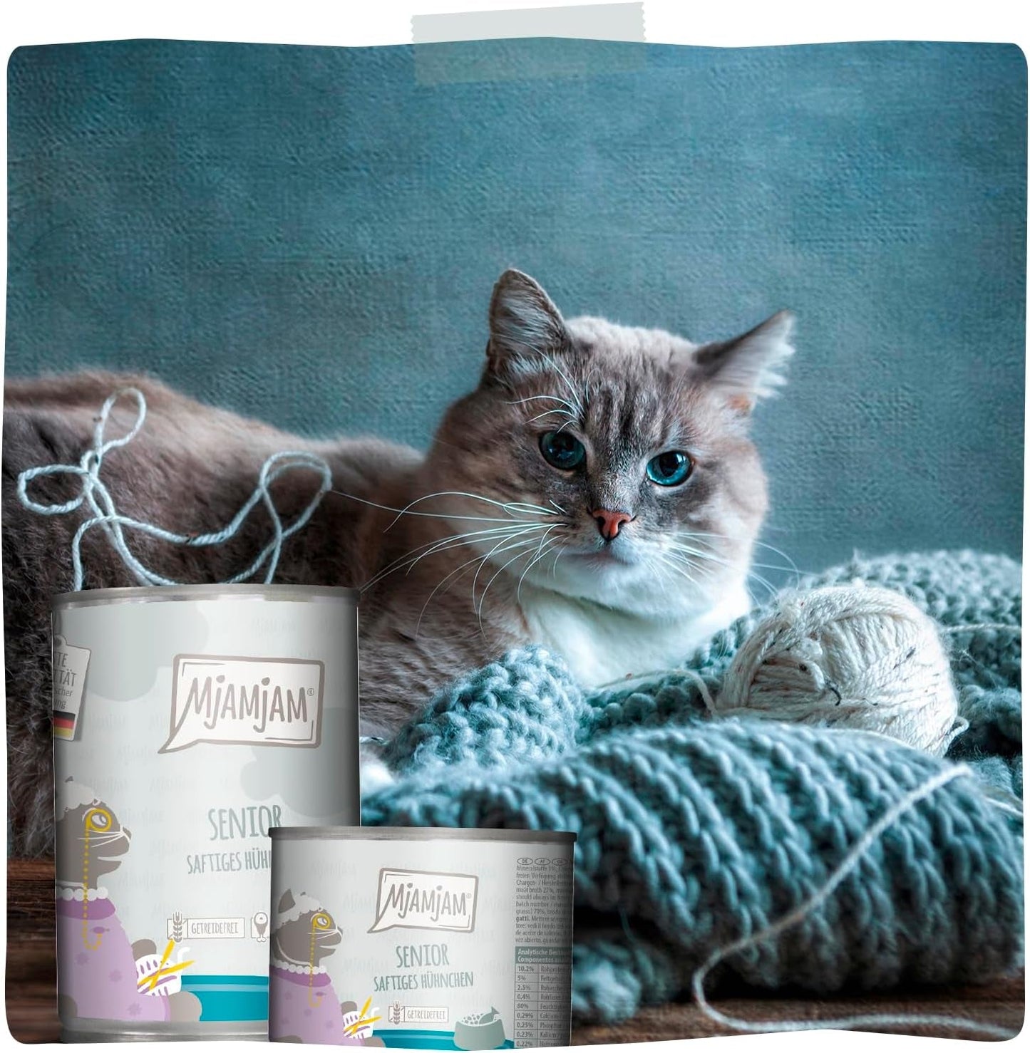 MjAMjAM - Premium vådfoder til katte - Senior - saftig kylling, pakke med 6 (6 x 400 g), kornfri