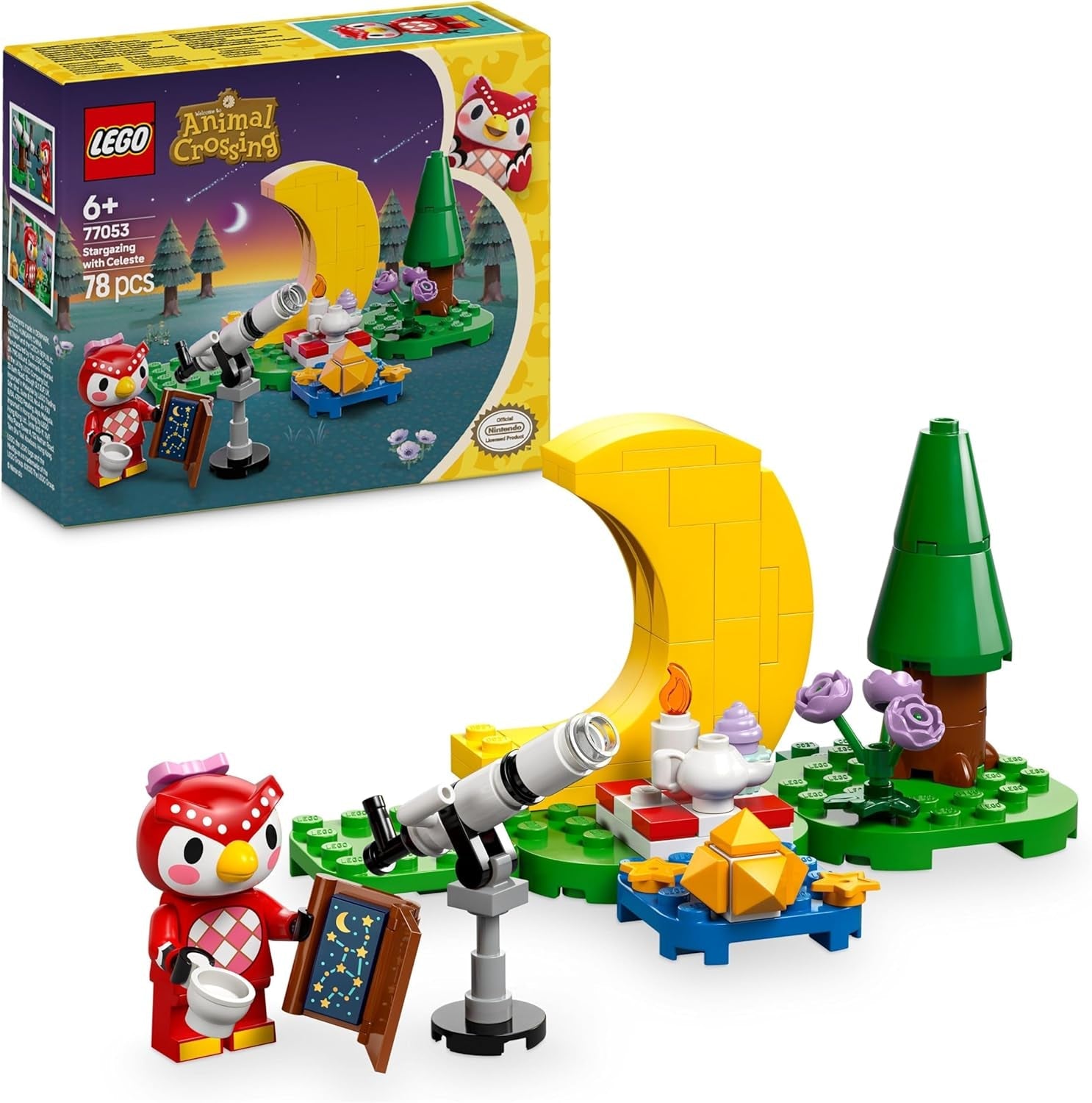 LEGO Animal Crossing Stargazing med eufemia, byggesæt til børn, fantasifuldt rollespilssæt, legetøj til piger og drenge 6 år, dyrefigurlegetøj 77053 byggesæt Besuche den LEGO-Store Standardtitel