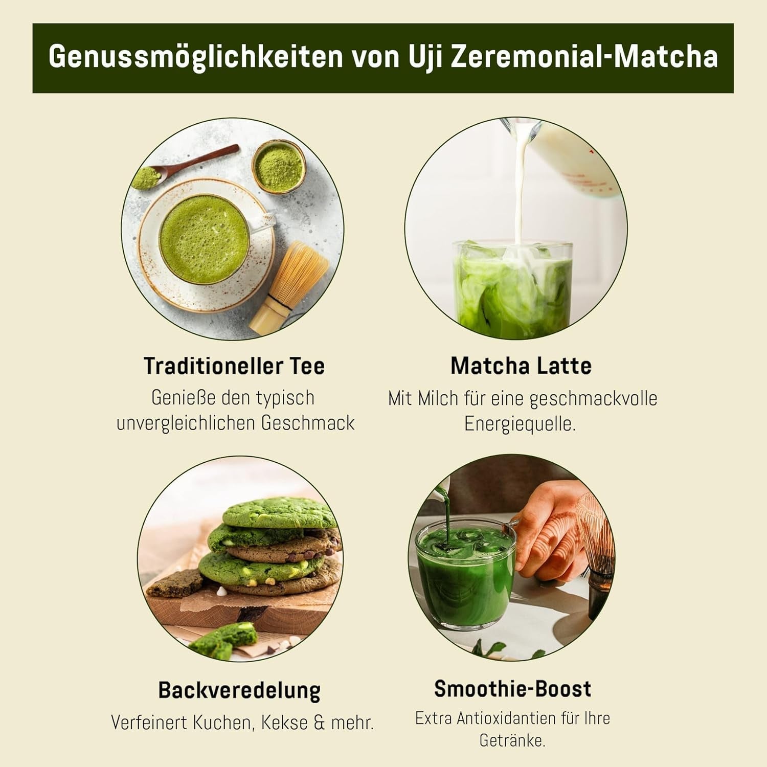 Ceremoniel UJI - 30 g æske - Bio - 100 % japansk Matcha - Første høst - Ren Matcha - Malet