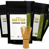 Supplement Matcha 90 gram økologisk - Højeste kvalitet pulveriseret grøn te - Ingen bambus piskeris og tråd - Culunary - Begynder sæt - Latte - Piskeris - Japan - Pulver - Te - Wire - Taske - Smoothie