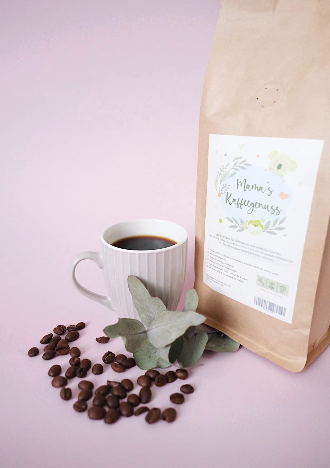 Mama's Coffee Pleasure®binky - Cremoso koffeinfri espressobønner - naturlig CO² koffeinfri - let tromleristet i Italien - ideel under og efter graviditet