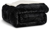 Kono Sherpa fleece tæppe, 150 X 200 Cm, Blød, Hyggelig, Fluffy, Vendbar, Mikrofiber, faste tæpper til seng, sofa, sofa (Marineblå, dobbelt/dobbelt) Senge og tæpper Besuche den KONO-Store Sort Twin/Double