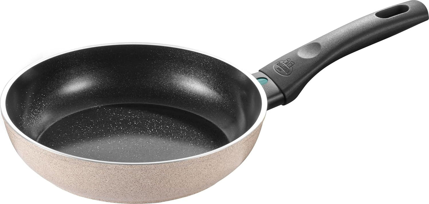 Ledro stegepande, 24 cm, aluminium, velegnet til induktion, non-stick keramisk belægning, Thermopoint, Made in Italy, beige Gryder og pander Naty Shop 20 Cm