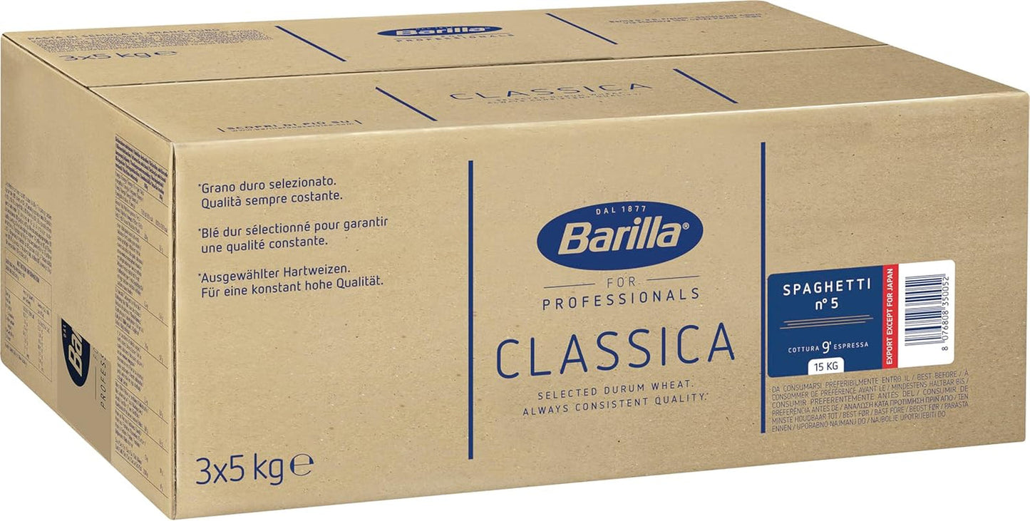 Barilla Durum Hvede Spaghetti Pasta no. 5 – Pakke med 1 (1x5 kg)