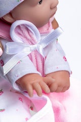 JC Toys La Baby kaukasisk babydukkesæt - 28 cm blød vaskbar dukke, aftageligt lyserødt outfit med hat, tæppe og sut, til 12 måneder og derover Dukker Naty Shop
