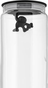 Alessi "Gianni" køkkenkrukke i glas med forseglet låg, termoplastisk harpiks, sort, 27,5 x 13,5 x 28 cm Madkasser Naty Shop