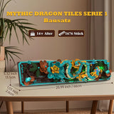 Mytisk drageflisebyggesæt til voksne, 3D Divine Loong Art byggelegetøj med LED-lys og blomster, DIY Dragon Relief Model Kit, kreative gaver og dekorationer (1676 stykker)