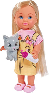 Simba 105733591 - Evi Love Kitty 2 Ways Matcher kun ÉN genstand sender dukke i sød kattekjole med killinger og drikkeflaske 12 cm Legedukke 3+