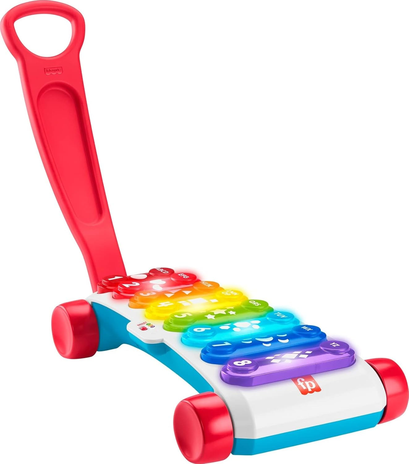 Fisher-Price Light-up Giant Xylophone - Elektronisk musikinstrument til at trække sammen med læringsindhold Sange, til babyer, småbørn fra 9 måneder, Flerfarvet, Version: Fransk, HJK40 Legetøj Bebe Naty Shop Uk-English
