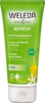 WELEDA Organic Refresh Shower Gel Vegansk, unisex shower gel, citron/appelsin smag, 200 ml Naty Shop Standardtitel