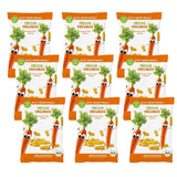 Økologiske frugtchips "100% jordbær" frysetørrede jordbærfrugtchips (12 x 12 g) og nye økologiske sprøde majs- og gulerodsflips, økologisk snack, fra 1 år, (9 x 30 g) 270 g