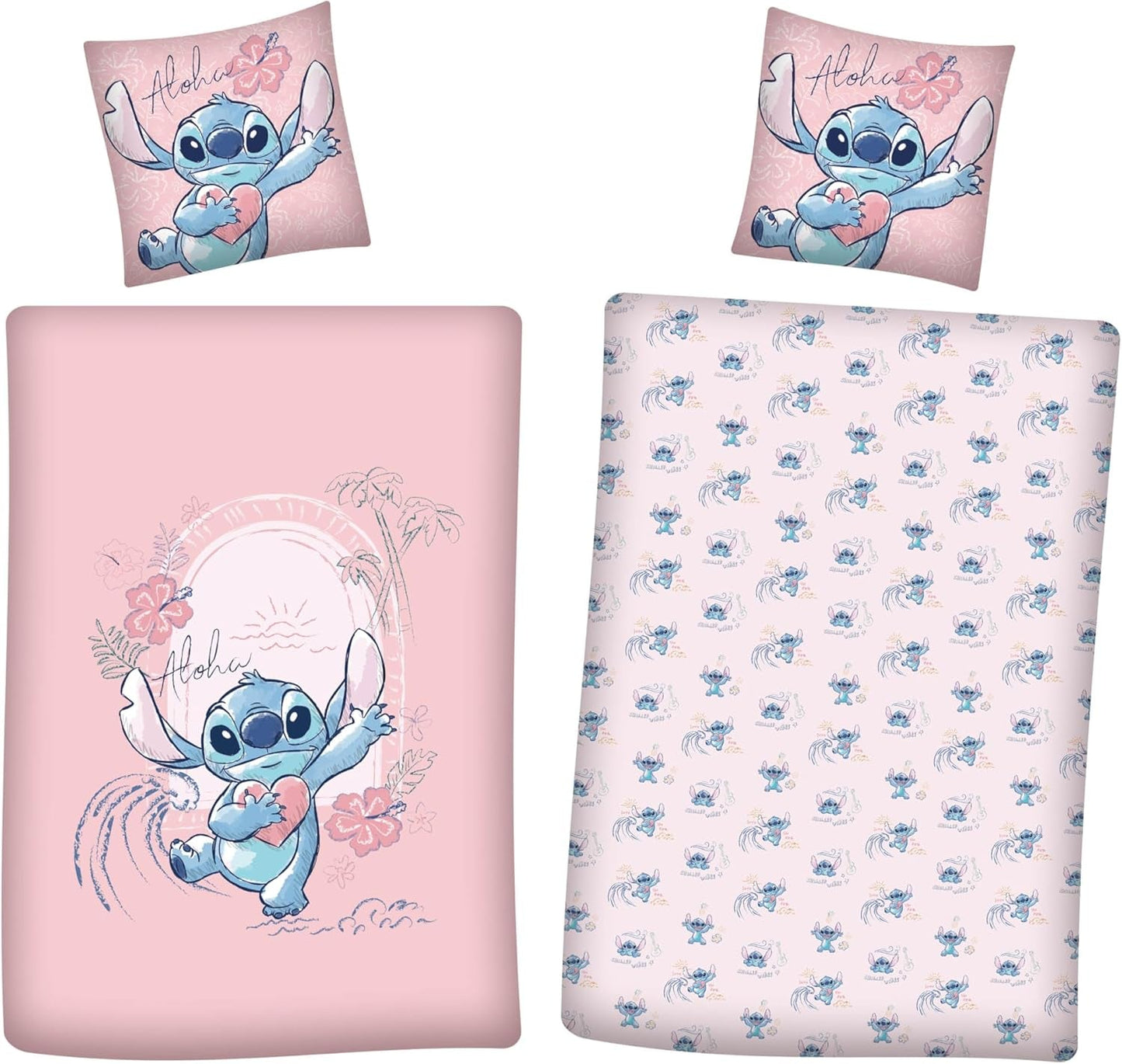 Stitch Aloha Vendbart Sengetøj Sæt Piger Sengetøj 100 % bomuld Sengetøj - Kids Naty Shop
