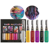 Øjeblikkelig hårfarve 6 farver Midlertidig hårmascara til piger og kvinder Vaskbart hår Kridt Regnbuehårmascara Hårfarve til Carnival Halloween Cosplay Fest Fødselsdag (A) Naty Shop Hårfarve B 90 Ml (1 pakke)