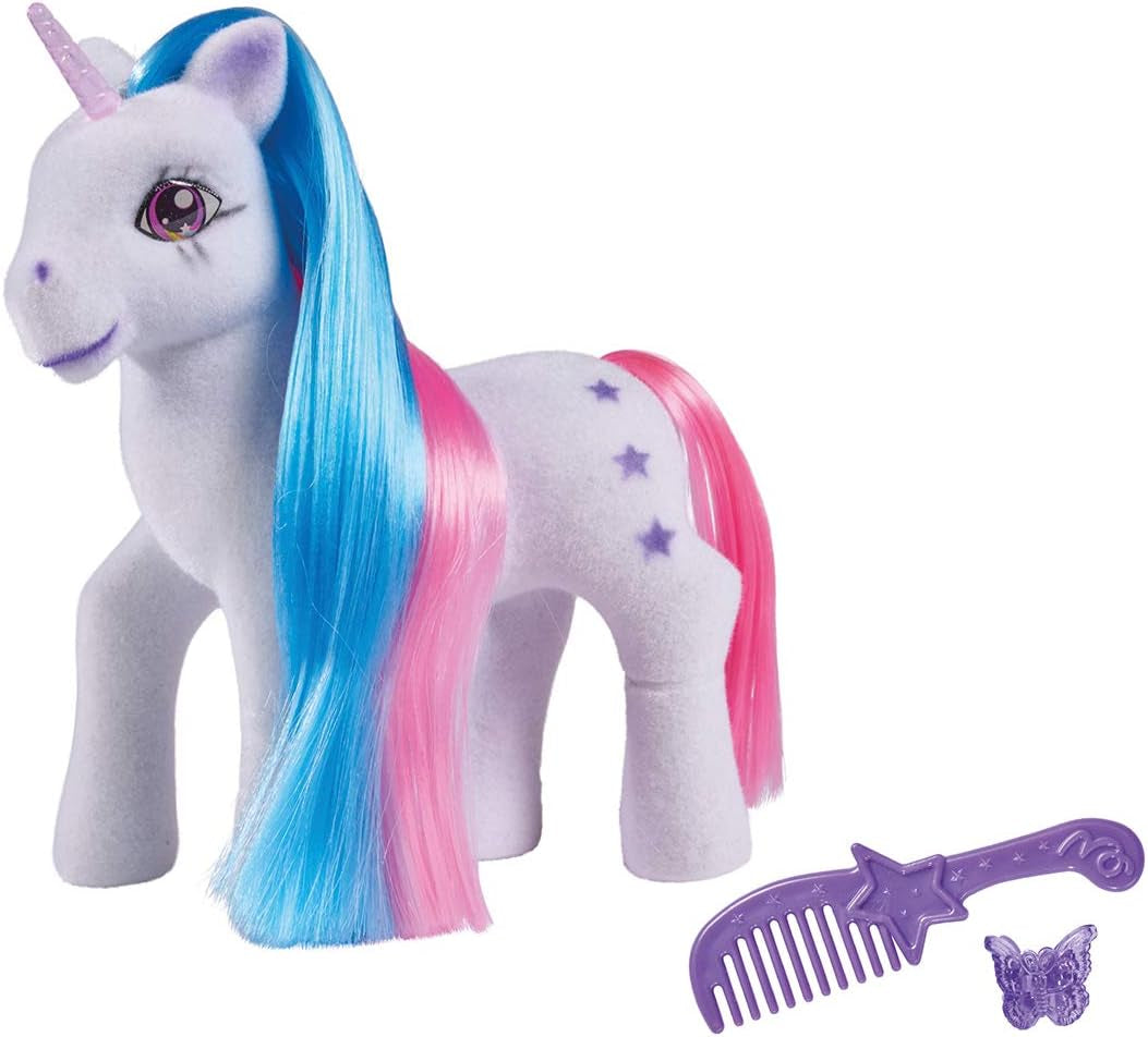 Simba 104342482 - Enhjørning med farvet hår, 14 cm, flokket, med kam og hårspænder, fra 3 år Naty Shop Dolls Standard titel