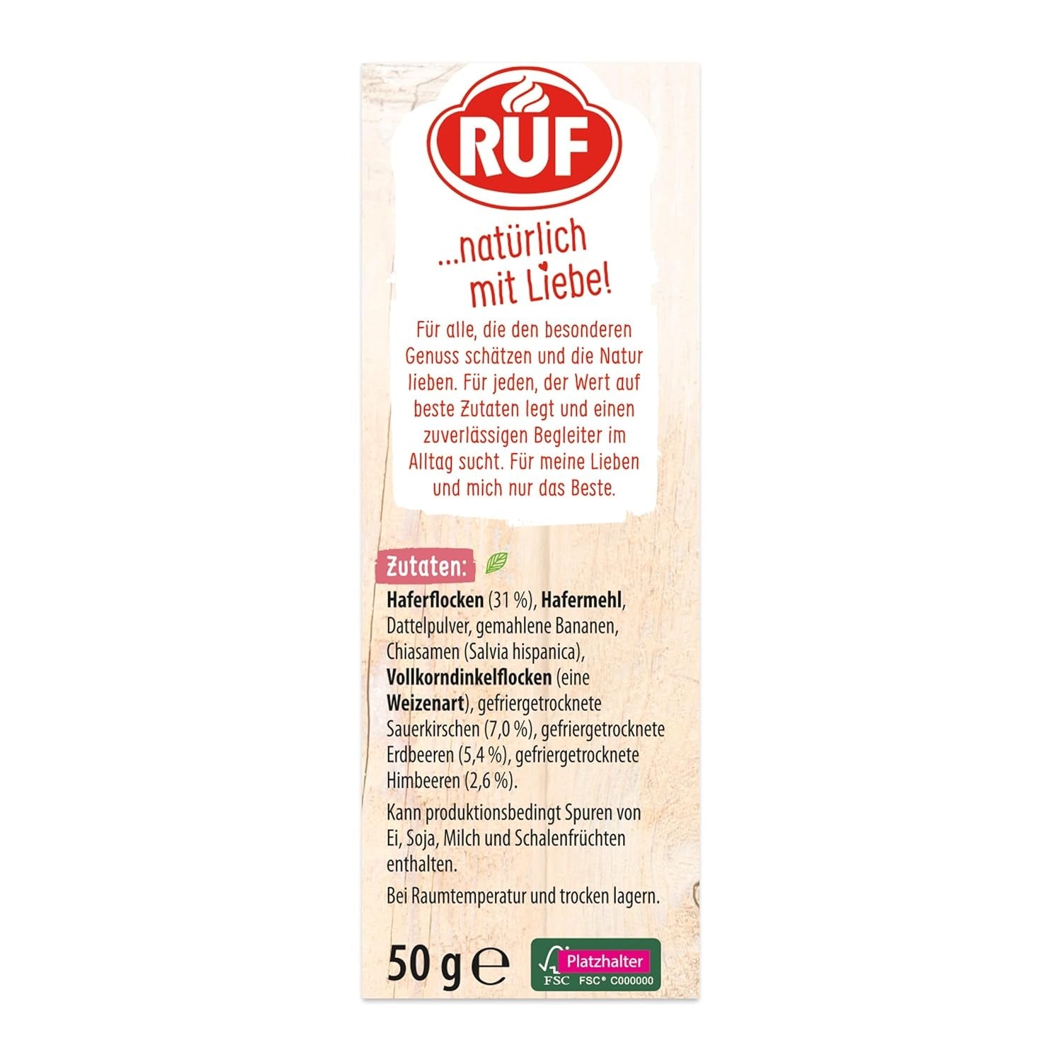 RUF Smoothie Bowl Bær Bunch Havre morgenmadssnack med bær og chiafrø, hurtig og nem at tilberede, vegansk, 1 pose x 50 g (pakke med 3)