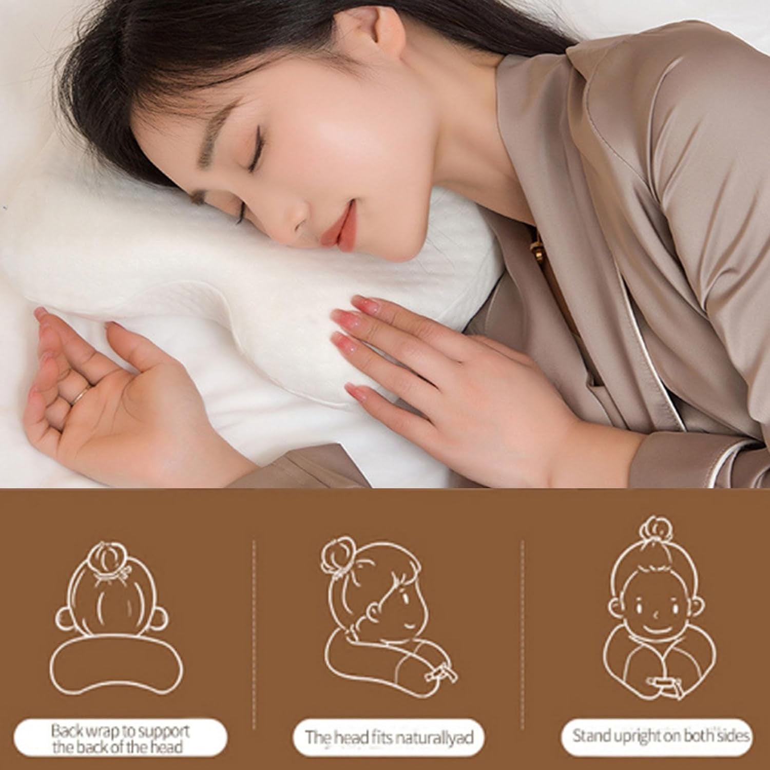 MINGZE Multifunktionel Memory Foam Pude Nakkepude Skum, Bue U-formet Nakkepude, Slow Rebound Sovepude Rebound Pressure Pude, Pude Is Silke til Hånd- og Nakkebeskyttelse Cervikal Ortopædiske Puder Naty Shop
