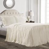 Lush Decor Sengetæppe med Flæse Nederdel, Polyester, Hvid, Dobbeltseng Lush Decor Senge og Tæpper Elfenben H190,5 X B99,1 Cm (1 Pakke)