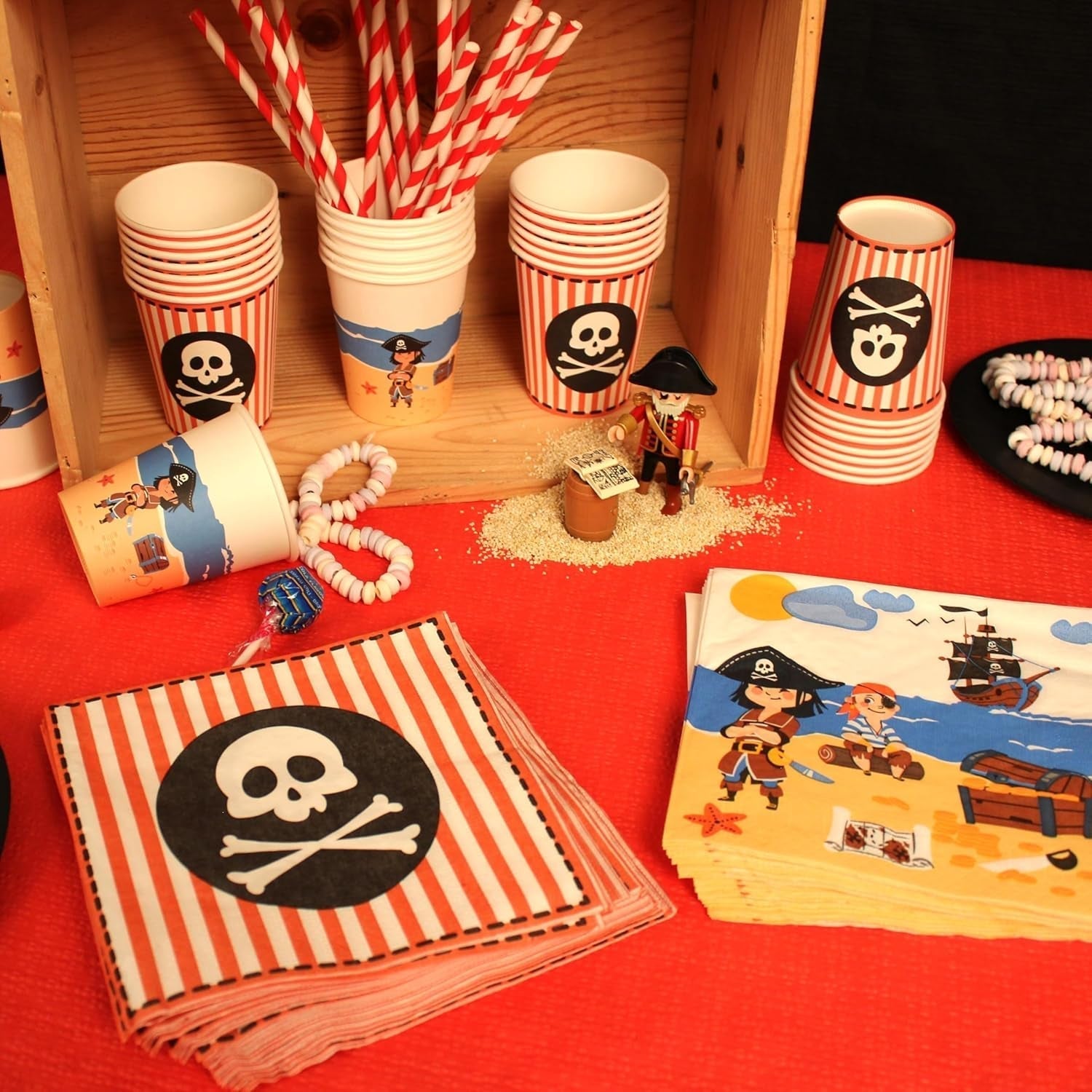 ARTS DE LA TABLE 20 bomuldsservietter, 33 X 33 cm, 3-lags, piratflag