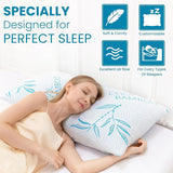 Comfysleep King Size Bamboo Viscose Pude Køling Strimlet Memory Foam Justerbar Bamboo Viscose Aftageligt/vaskbart betræk 2 stk Naty Shop Standard puder