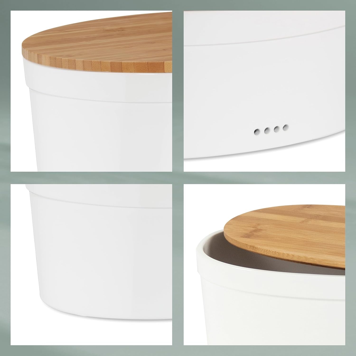 Kela brødkasse med ventilationshuller, keramisk brødkasse, SALENA, brødskål, hvid, 36,5 x 23,5 x 14 cm Madkasser Naty Shop