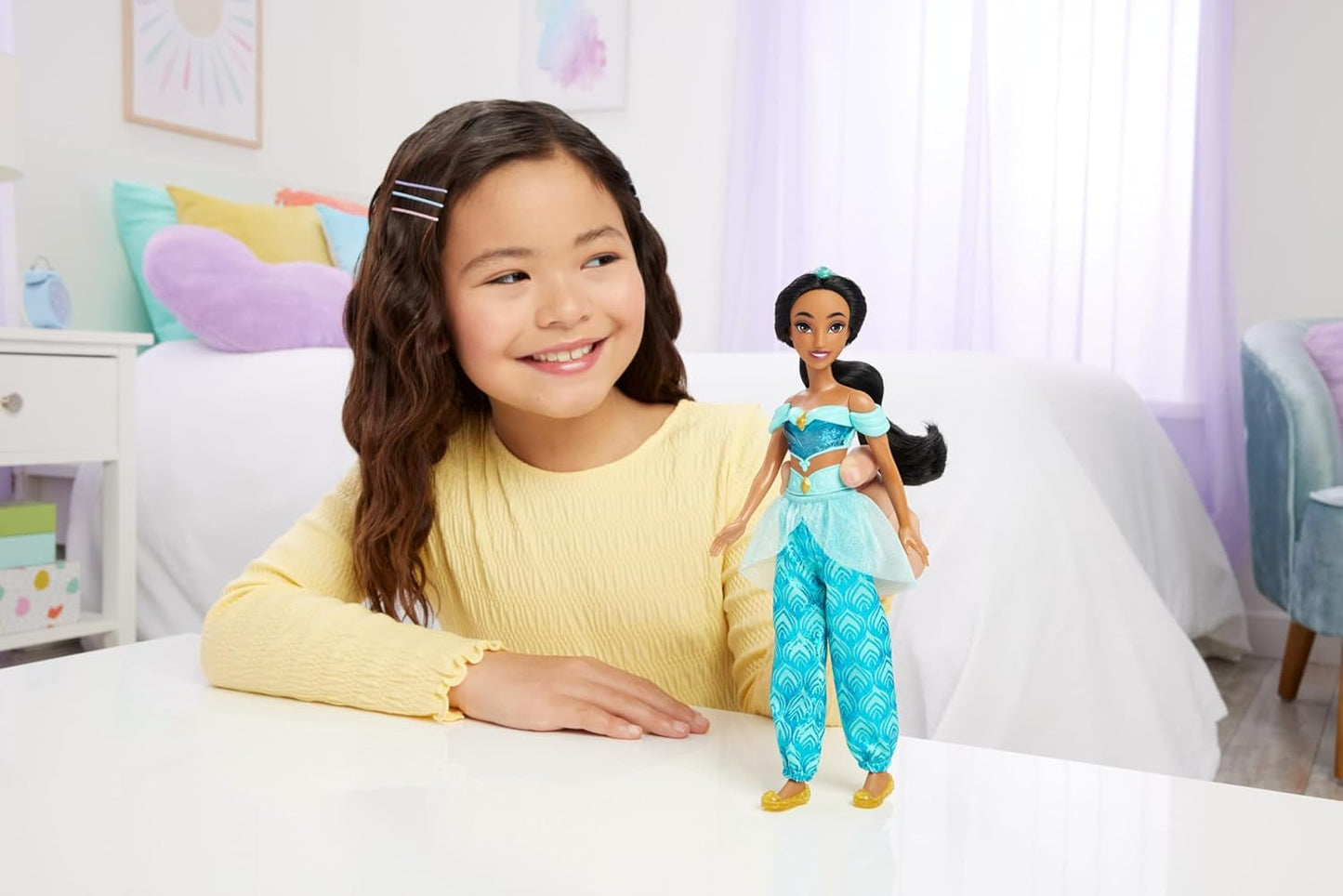Mattel Disney Princess Legetøj Jasmin Artikuleret modedukke med funklende tøj og tilbehør Disney film inspireret gave til børn HLW12