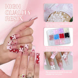 3D Nail Art dekorationer, 1 æske Nail Art Charms, Blandet stil Blomsterhjerte Sløjfe Nail Art Charms, Resin Nail Art dekorationer, Til Negle Art dekorationer, DIY håndværkstilbehør