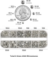 Beadsland 2500 stk Glas Nailart Strasssteine ​​​​Kristall Flatback Edelsteine ​​​​Runde, ​​Für Handwerk Gemischt 8 Größen SS4 ~ SS30 Mit Picking Pinzette Und Stift (Kristall Weiss)