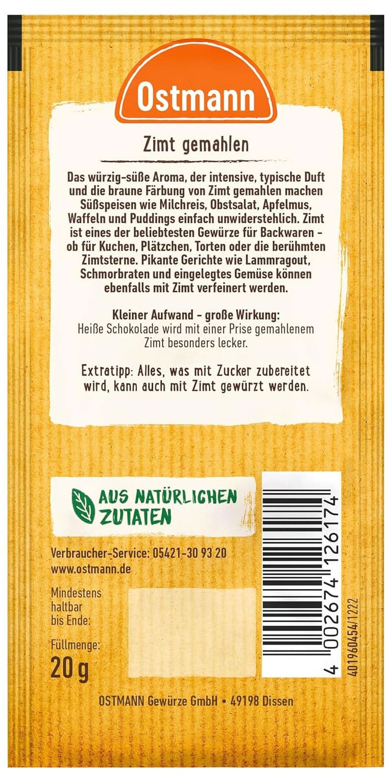 Ostmann - Kværnet kanel, 20 gram Condimente Naty Shop