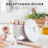 Römertopf Fresh Pot MINI 0,6 liter - Keramisk hvidløgsgryde - Åndbart ler holder grøntsager friske i længere tid - Ideel luftcirkulation - Hvide madkasser Naty Shop