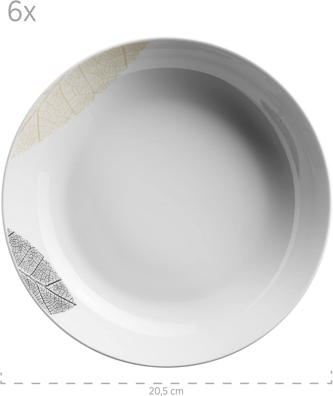 MÄSER 931215 Smukt dekoreret servicesæt til 6, kombineret service 30 dele, med rammeløse former, porcelæn, hvid