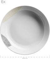 MÄSER 931215 Smukt dekoreret servicesæt til 6, kombineret service 30 dele, med rammeløse former, porcelæn, hvid