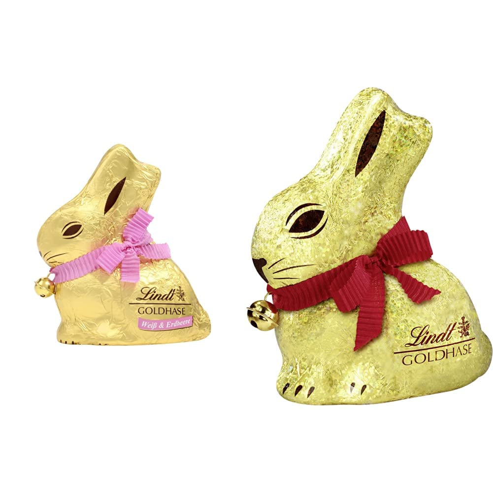 GULDEN KANIN med chokolade | 100 g DEN gyldne kanin | Premium hvid chokolade og GOLDEN BUNNY Glamour Gold Edition Chokolade | 100 g DEN gyldne kanin