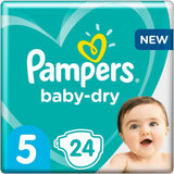 Pampers bleer til babyer str. 5 (11-16 kg), 24 stykker, op til 12 timers lækagebeskyttelse