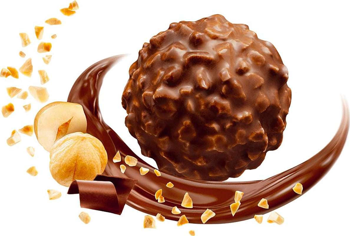 Ferrero Rocher - Sprøde og cremede hasselnøddepraliner - Valentinsdagsgave til ham og hende - 16 pakker med 4 individuelle praliner