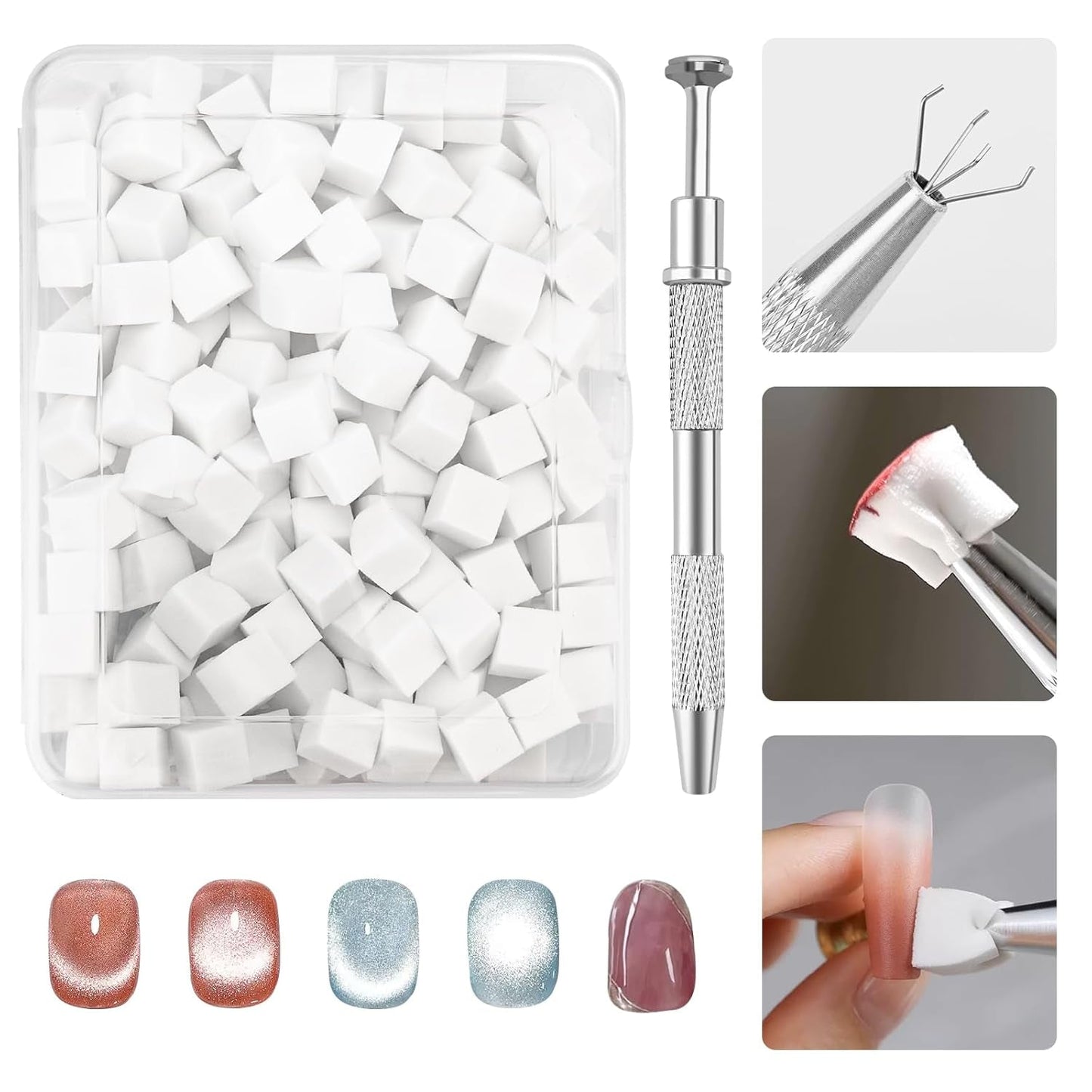 200 Stück Nail Art Schwamm Mit Metallgreifer,Nagelkunst Rendering Werkzeuge Mit Greifer,Sponge Nagel Pinsel,Nageldesign Tilbehør til Nail Art Rendering