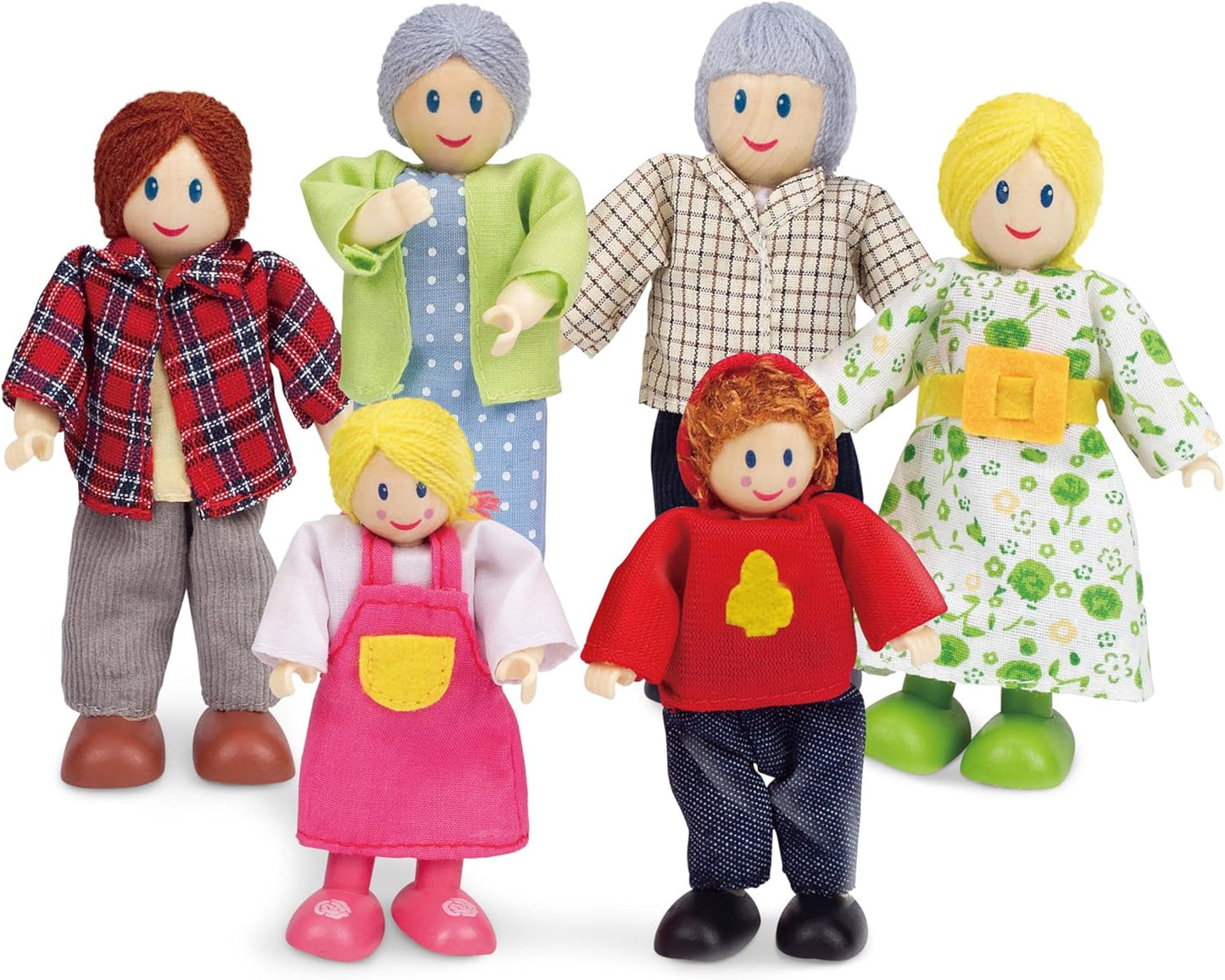 Hape Dukkefamilie prisvindende dukkehussæt, unikt trædukkehustilbehør, fantasifuld leg, 6 dukkefamiliemedlemmer, fra 3 år og opefter