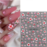 JMEOWIO 3D Nagelsticker Blume Nail Art Sticker Selbstklebend Nagelaufkleber 5D Stereoskopisk Frühling Sommer Floral Dekoration Nageldesign Zubehör 4 Blatt