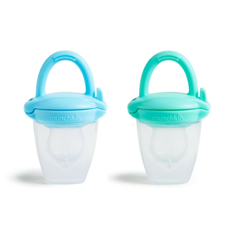 Munchkin Baby Silikone Mad Dispenser | Ideel til på farten – silikoneposer til frosne fødevarer | Selvfodrende maddispenser | Fravænningsfoder | BPA fri | Fra 4 måneder+ | Pakke med 2 | Blå og Grøn