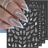 8 ark Guld Måne og Stjerner Nail Art Stickers Englevinger Tan Guld Nail Stickers Stjerner Negle Foils Selvklæbende negle Stickers Negle Design Tilbehør Negle Stickers