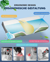 IDEA-pude, ergonomisk ortopædisk pude til nakkesmerter, memoryskumpude til side-, ryg- og mavesove, antisnorkepude til mænd, kvinder (62 * 34,5 * 12/8 cm) Cervikal ortopædiske puder Naty Shop
