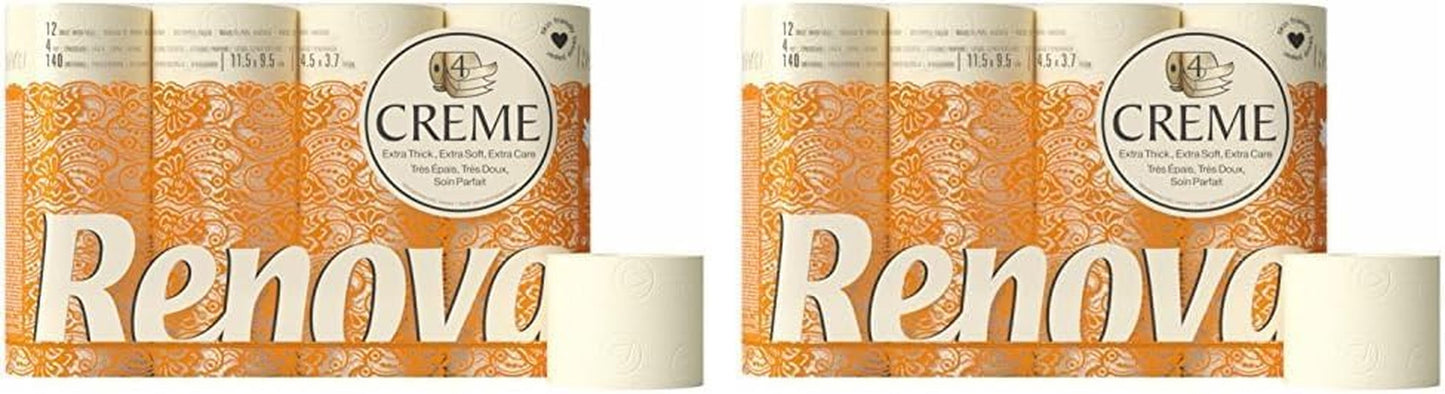Toiletpapir Renova 4 lags duftcreme, 12 ruller rulle
