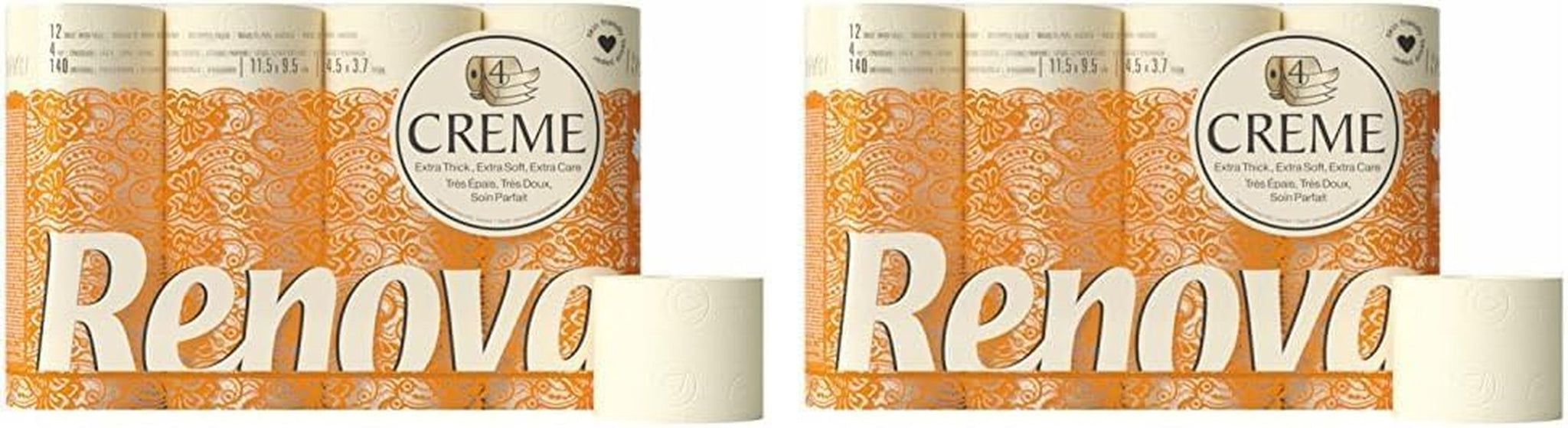 Toiletpapir Renova 4 lags duftcreme, 12 ruller rulle
