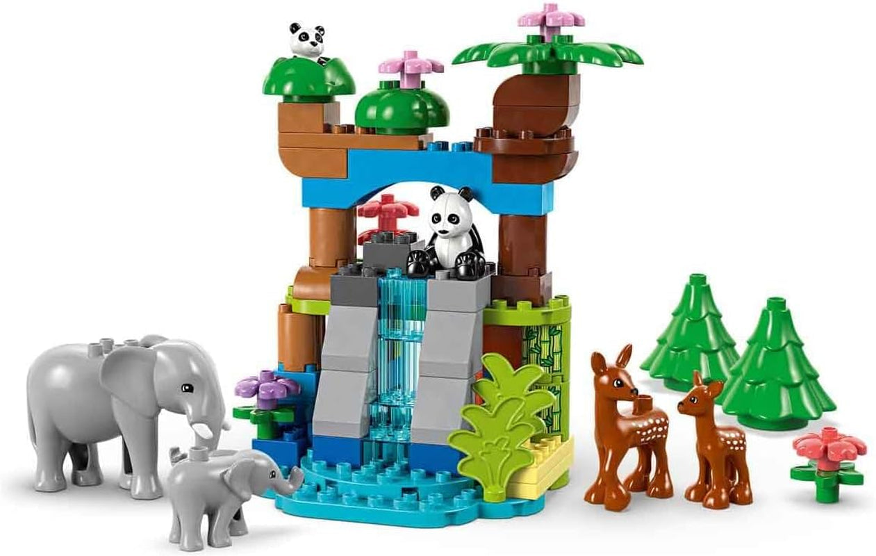LEGO DUPLO Town Wild Animal Families 3-i-1 sæt, pædagogisk legetøj til småbørn med skildpadder, tigre, elefanter, hjorte, pandaer, sæt til førskolebørn fra 2 år, byggelegetøj med dyrefigurer 10446 byggesæt Beuche den LEGO-Store