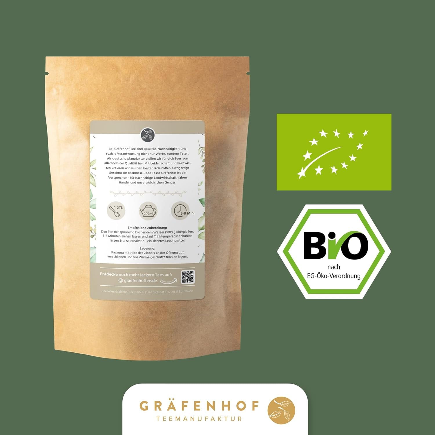 Økologisk Yerba Mate Tea Den originale 1 kg Loose Mate Tea Høj Koffein Uristet Lufttørret Lab Testet Mate Blade pakket i Tyskland Premium kvalitet Gräfenhof