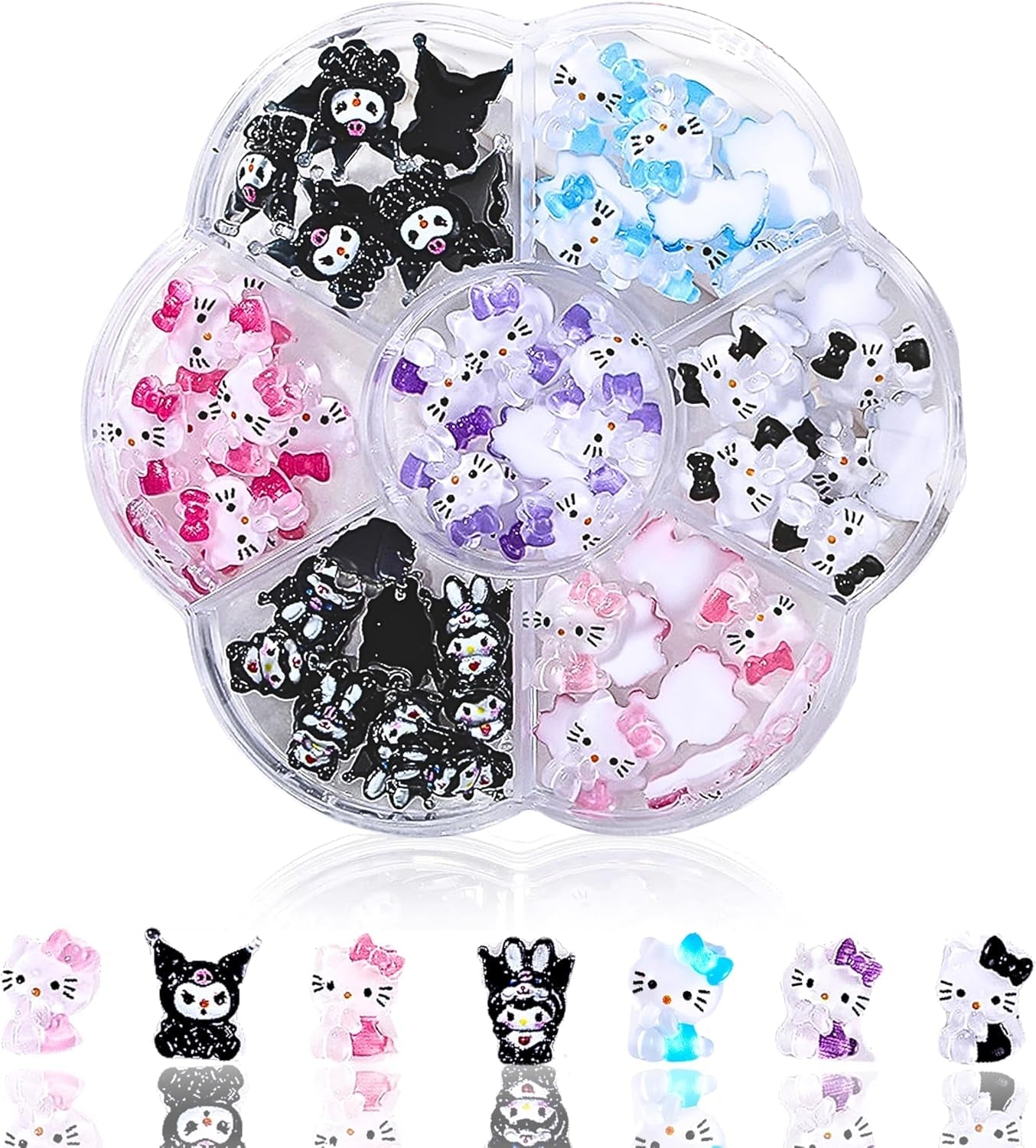 3D-katte-negleklistermærker, negleglimmer, pailletter, harpiks-negleklistermærker, neglesten, diamanter til neglekunst, inklusive rhinestone-neglevoksstift (farverig kat)