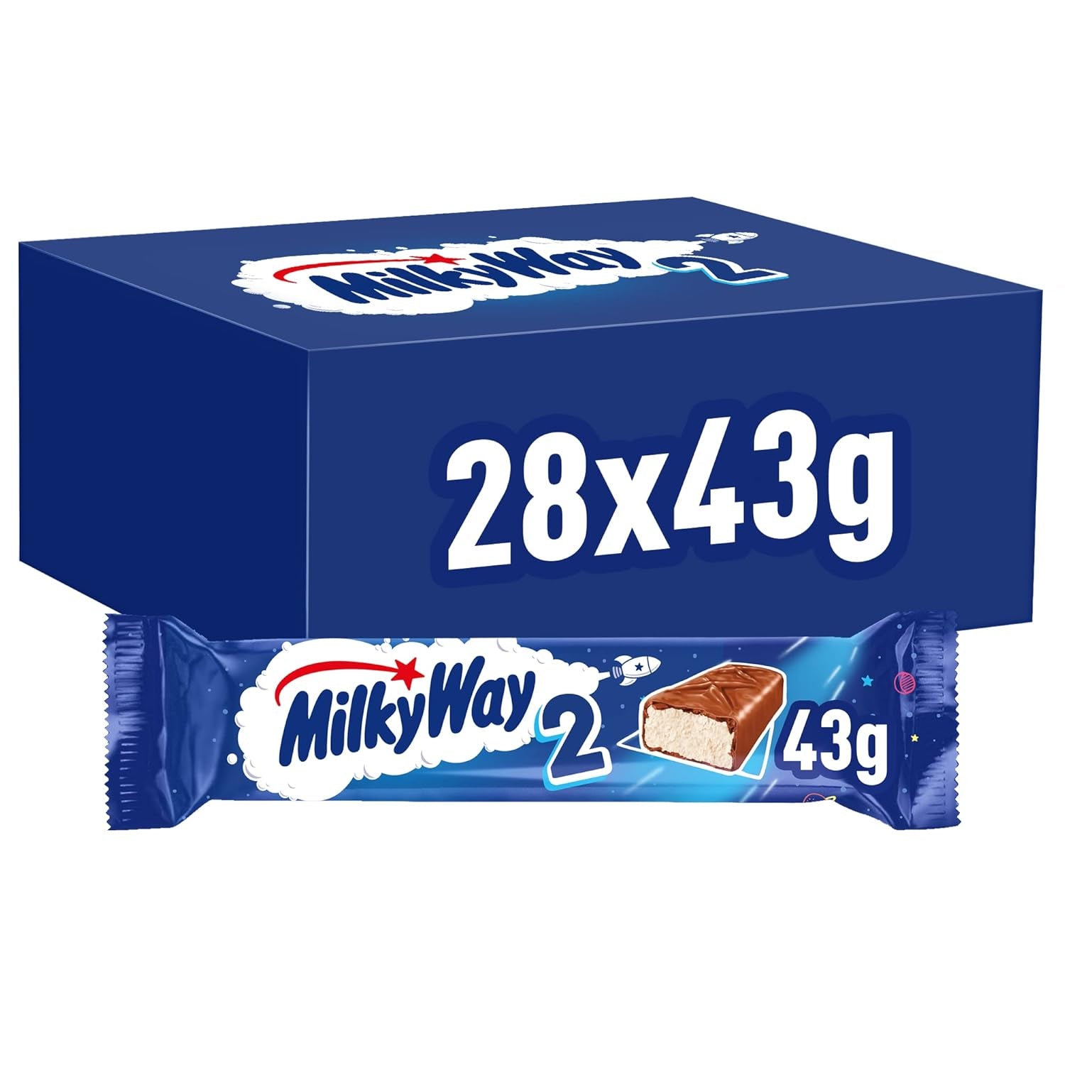 Chokoladebarer | Mælkefløde | 28 dobbeltstænger i en æske (28 x 43g)