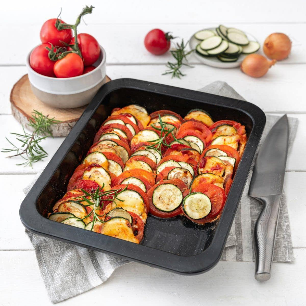 Zenker Ofenbackform (33 X 5 X 25 Cm) SPECIAL MADLAGNING, Rechteckige Auflaufform Mit Enamelle-Versiegelung, Backform Mit Extra Hohem Rand (Farbe: Schwarz), Menge: 1 Stück Forme og bakker til bagning Naty Shop