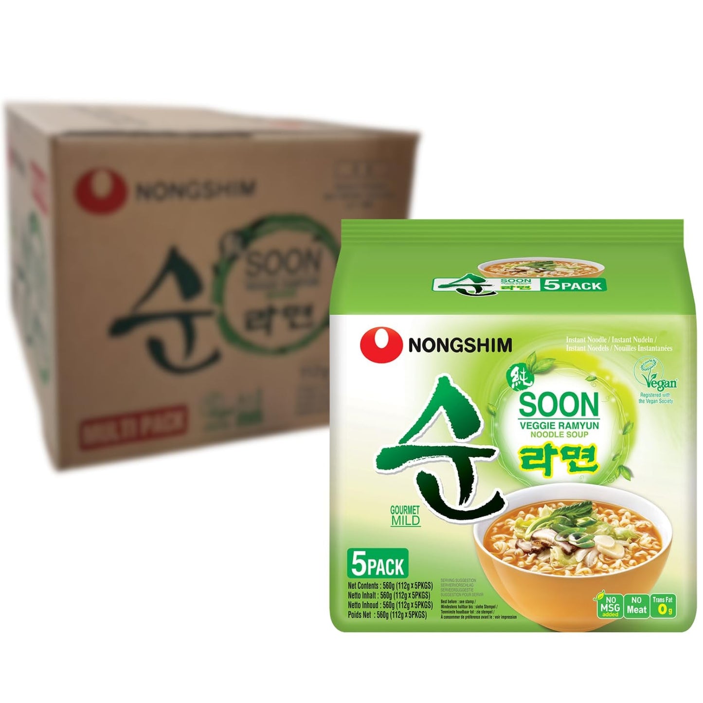 Nong Shim - Instant Cup Nudeln Soon Soon Veggie - Multipack (12 X 67 GR)