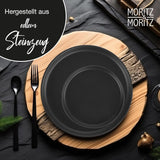 Moritz & Moritz NORDIC 6-personers porcelænssæt - 18-delt sort stentøjsstel - skandinavisk design - 6-personers robust stel til daglig brug og gæster - Kombinationsstel