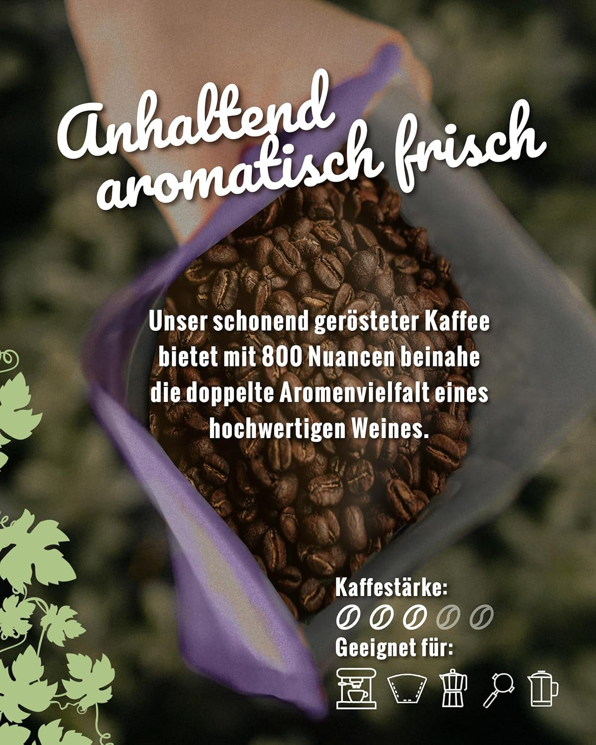Blank Roast - BIO Winzer Kaffee 1000g - schonend mit Pfälzer Rebholz geröstet - ganze Kaffee-Bohnen aus Peru - 100% Arabica Röstung - schokoladig & nusig - säurearm